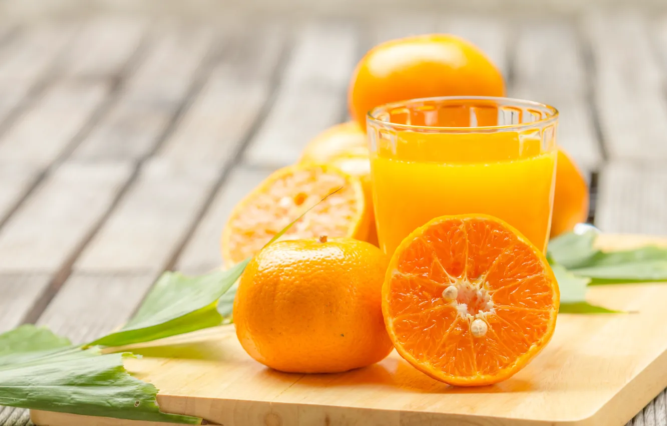 Photo wallpaper glass, orange, juice, drink, vitamins, fresh