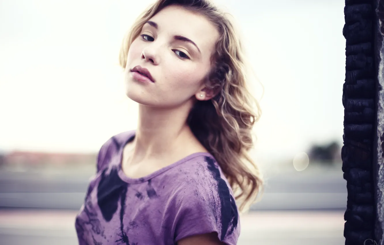 Photo wallpaper girl, dress, woman, model, purple, blonde, female, Rachel Yampolsky