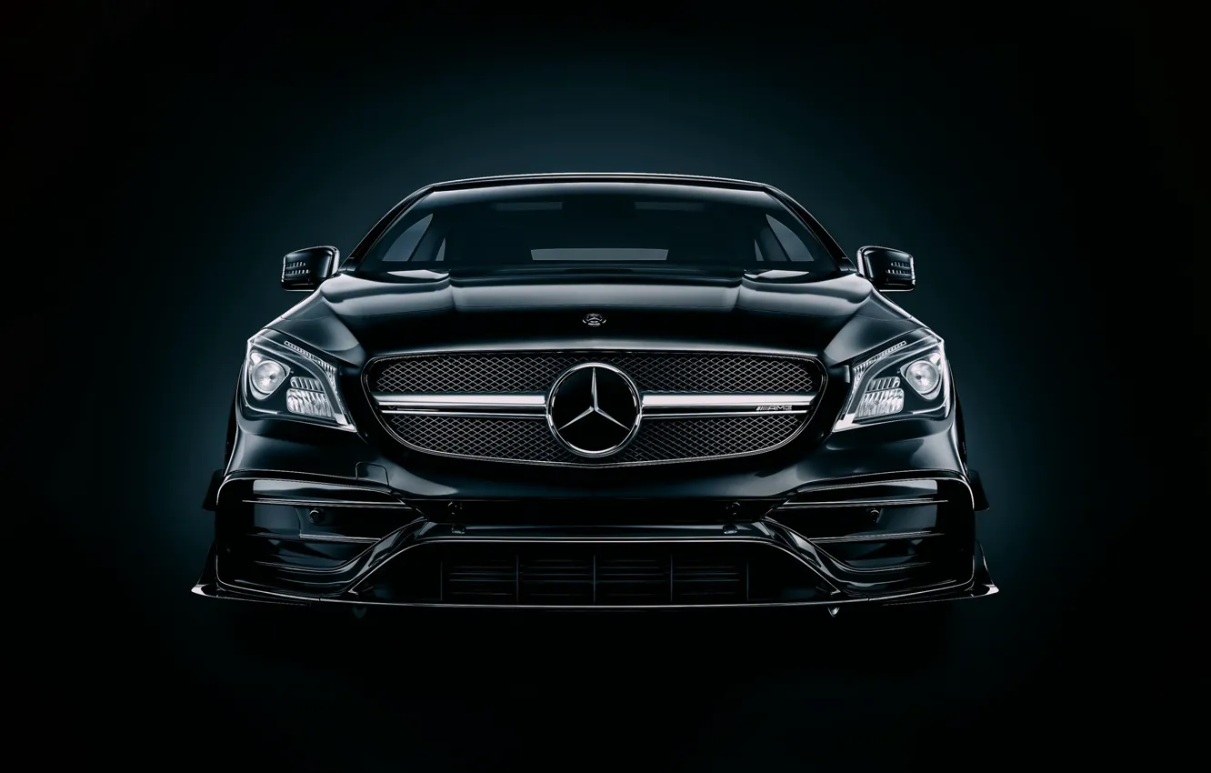 Photo wallpaper Auto, Black, Machine, Mercedes, Lights, Car, Art, Render