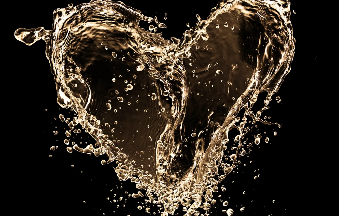 Photo wallpaper water, squirt, heart