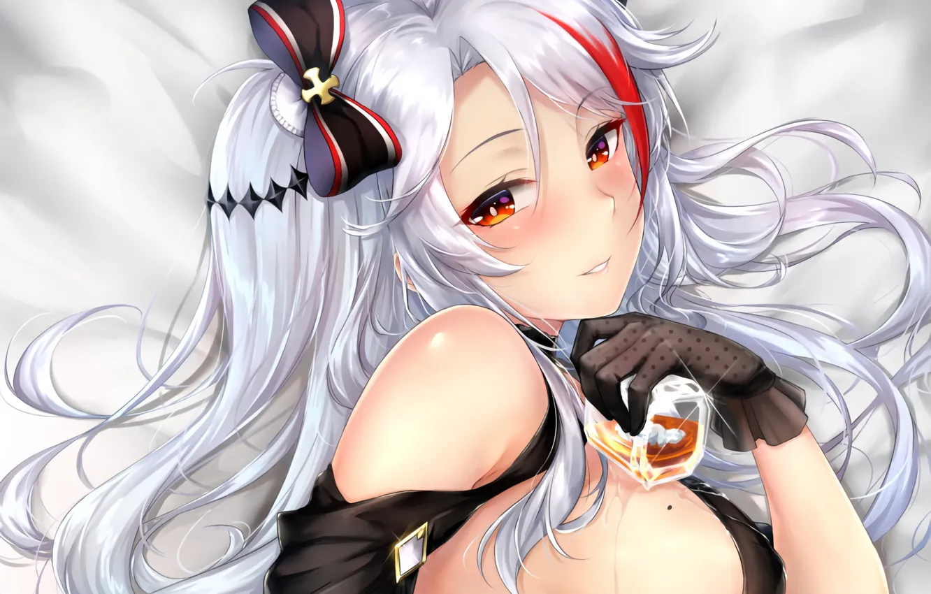 Photo wallpaper girl, sexy, wet, cleavage, long hair, dress, boobs, anime