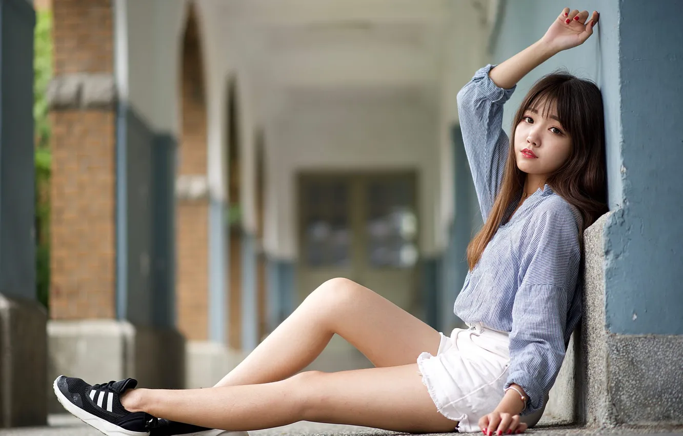 Photo wallpaper look, girl, hair, legs, Asian, cutie