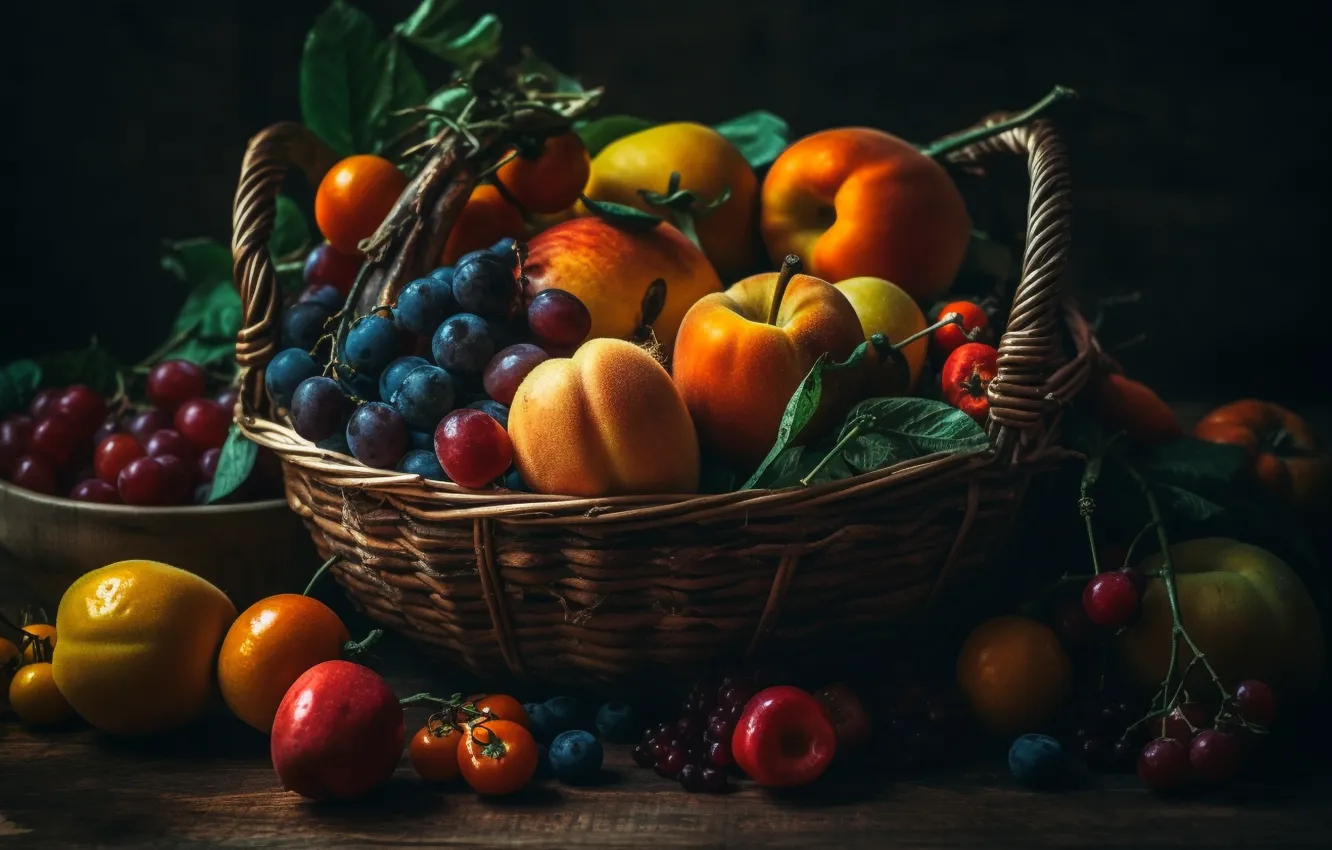 Photo wallpaper berries, food, fruit, different, a lot, juicy, delicious, cuts