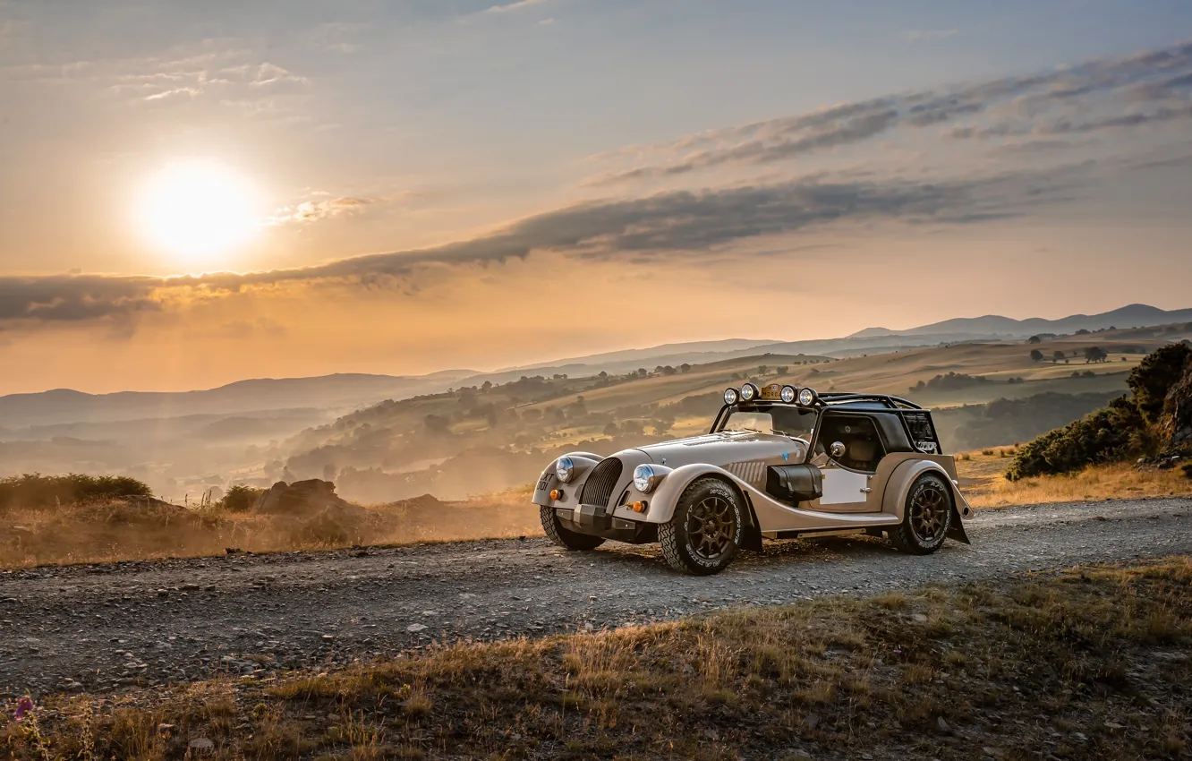 Photo wallpaper car, sky, sun, off-road, Morgan, Plus Four, Morgan Plus Four CX-T