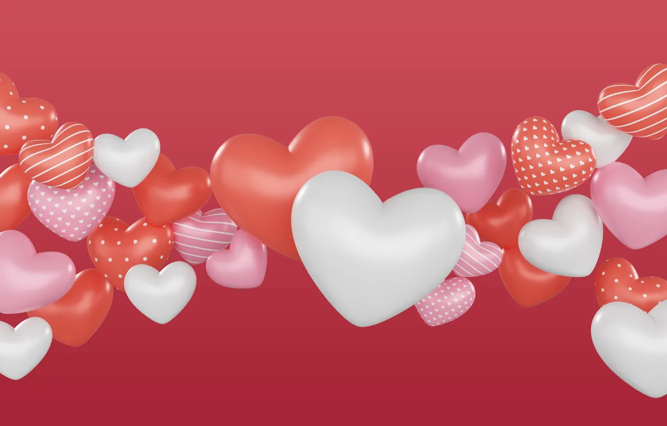 Photo wallpaper love, rendering, holiday, heart, hearts, Valentine's day, Valentine's day