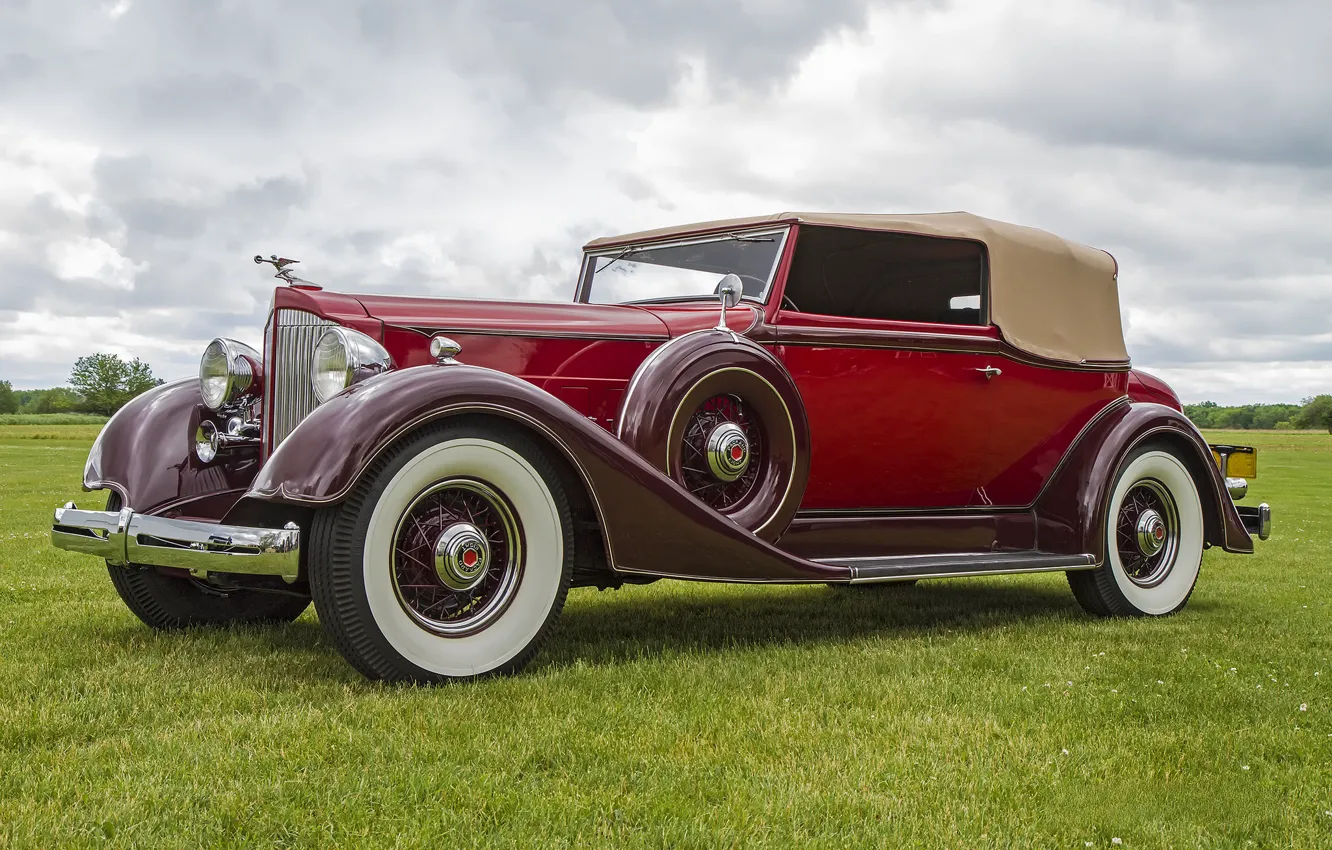 Photo wallpaper retro, classic, Packard, 1934 Packard 1105 Super Eight, 1934 Packard 1105 Convertible Victoria Super 8