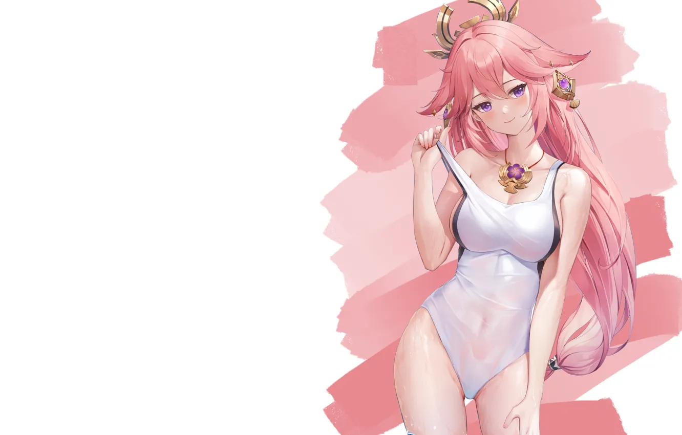 Photo wallpaper girl, hot, sexy, Curvy, pink hair, boobs, sexy girl, pink