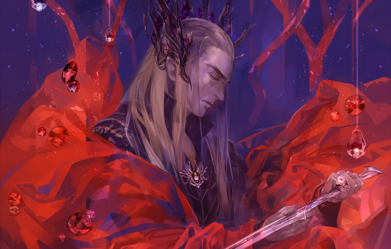 Photo wallpaper red, elf, sword, the Lord of the rings, art, ring, The Lord of the Rings, …