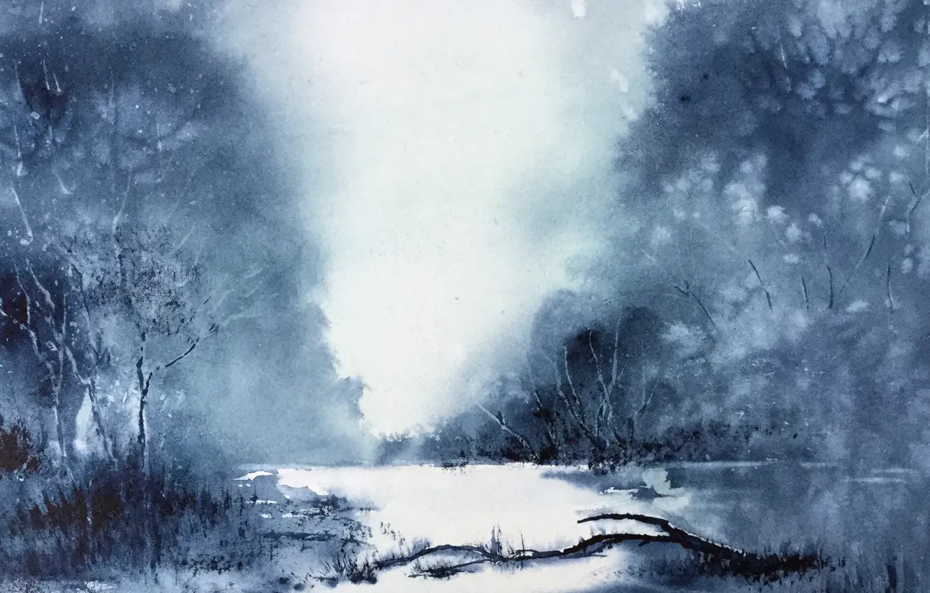 Photo wallpaper nature, picture, watercolor