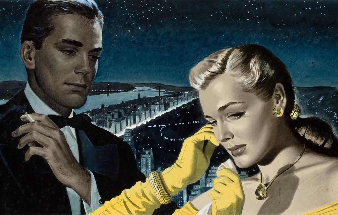 Photo wallpaper Hollywood, painting, story illustration, earl sommers cordrey