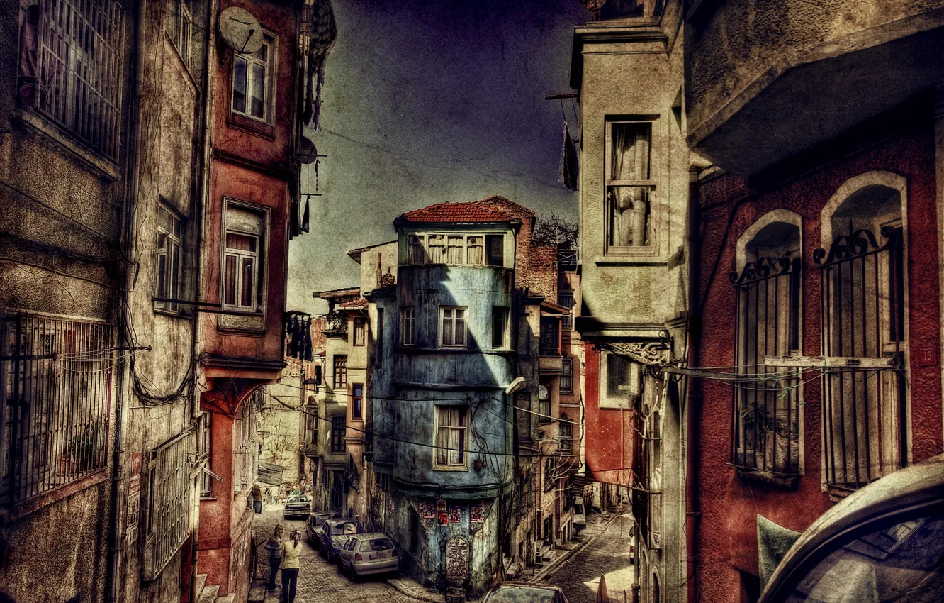 Photo wallpaper street, HDR, Istanbul, Turkey, street, Istanbul, Turkey, Old Building