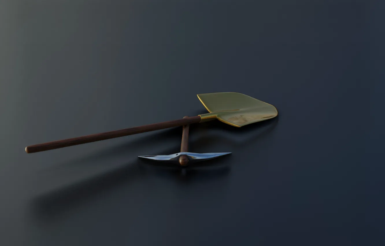 Photo wallpaper minimalism, art, tool, shovel, Miner, blender, Kirk