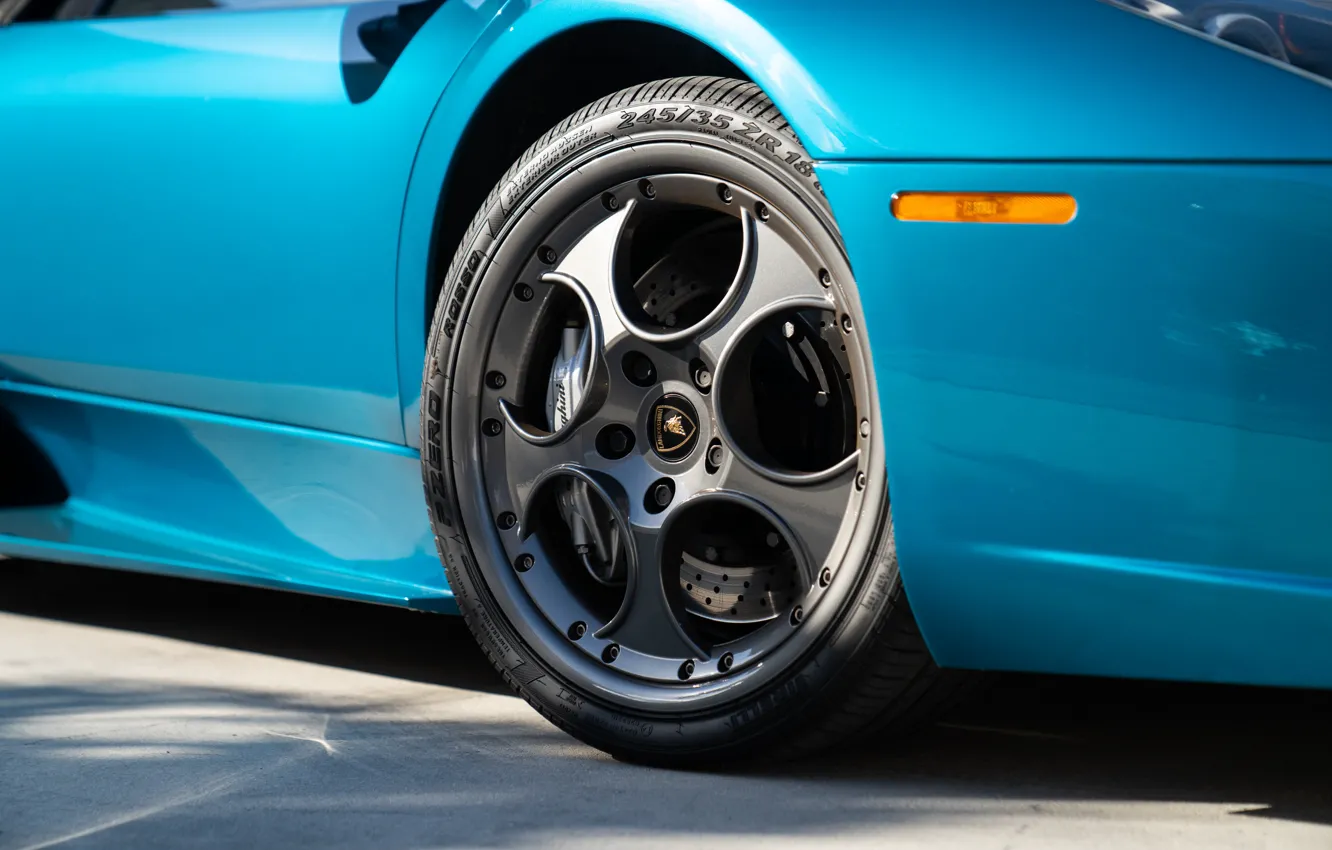 Photo wallpaper Lamborghini, close-up, Lamborghini Murcielago, Murcielago, wheel