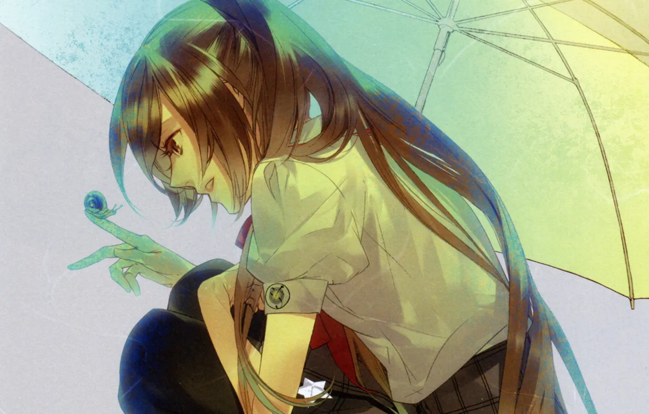 Photo wallpaper girl, rain, snail, Starry Sky, Starry★Sky, visual novel, anime (2011)