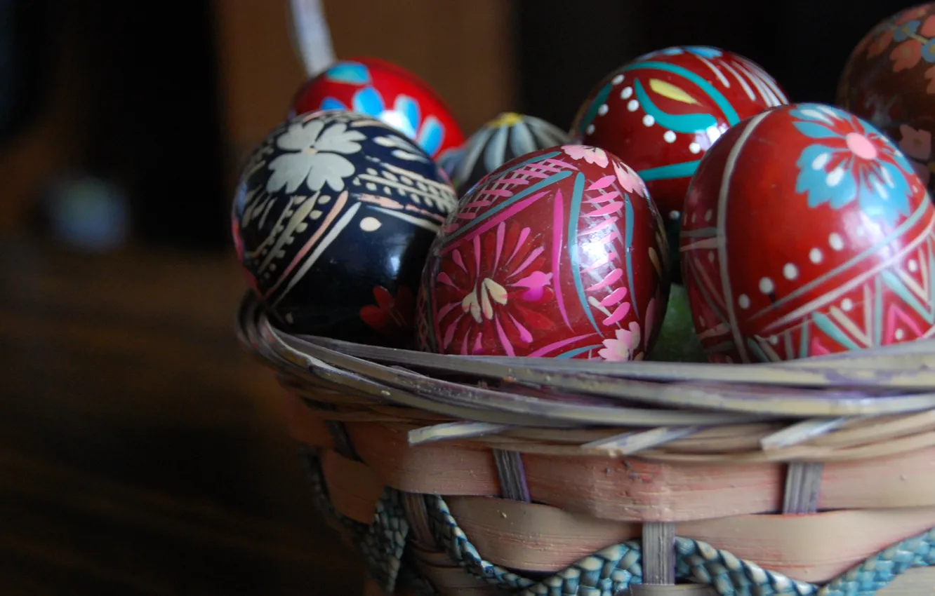 Photo wallpaper patterns, eggs, Easter, basket