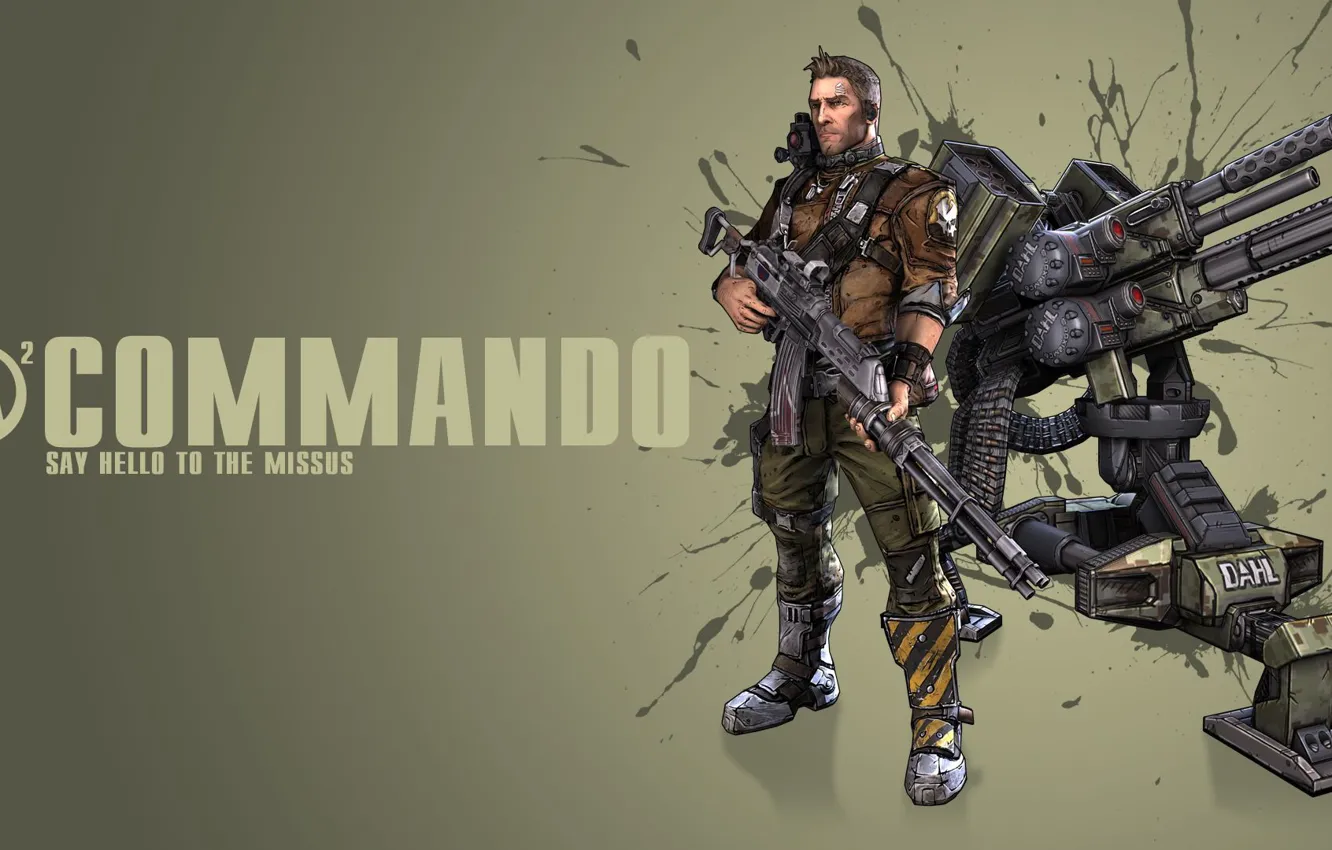 Photo wallpaper gun, Commando, commando, turret, people, Borderland 2