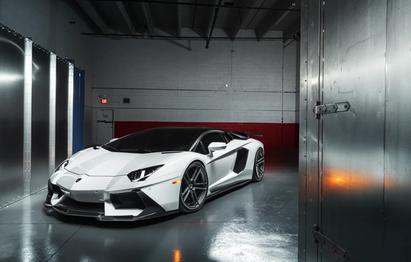 Photo wallpaper Lamborghini, White, LP700-4, Aventador, Supercar, Wheels, ADV.1, PML 2