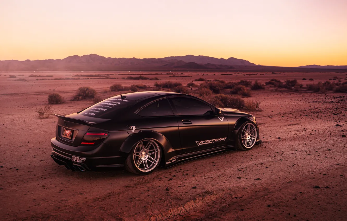 Photo wallpaper design, style, background, black, desert, Mercedes, car