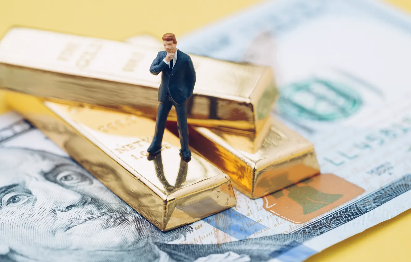 Photo wallpaper gold, money, dollar, business, market value