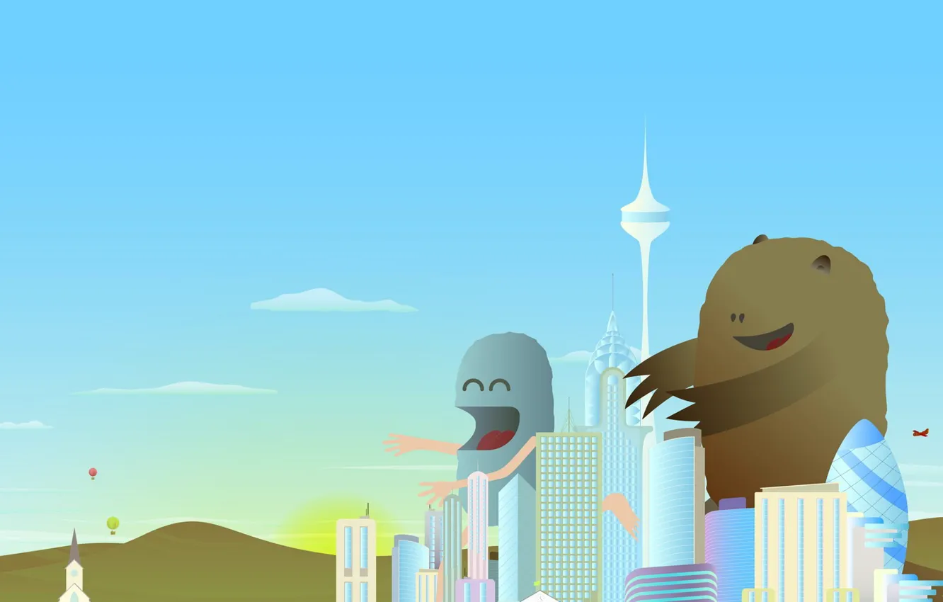 Photo wallpaper the city, vector, monsters