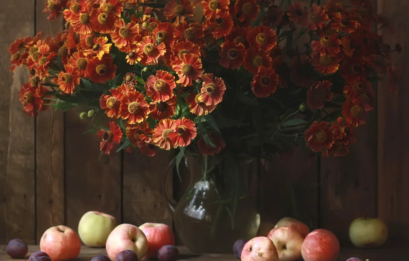 Photo wallpaper apples, bouquet, still life, composition