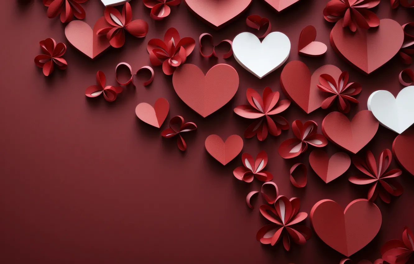 Photo wallpaper love, holiday, heart, hearts, Valentine's day, red background, congratulations, festive background