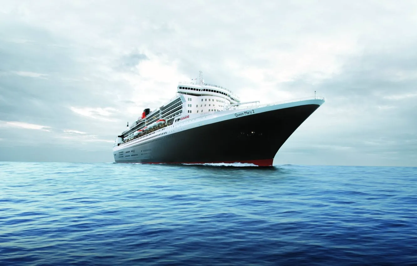 Photo wallpaper the ocean, horizon, liner, Queen Mary 2