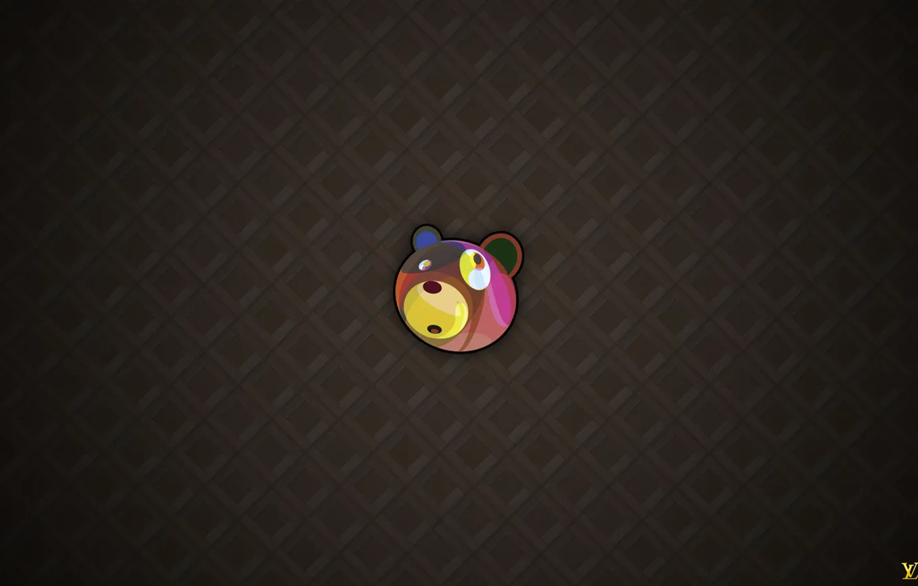 Photo wallpaper mesh, head, bear, brown