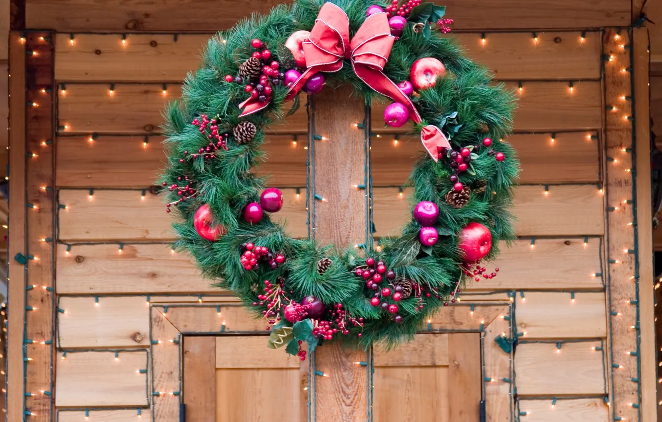 Photo wallpaper decoration, Christmas, New year, new year, Christmas, wreath, decoration, wreath