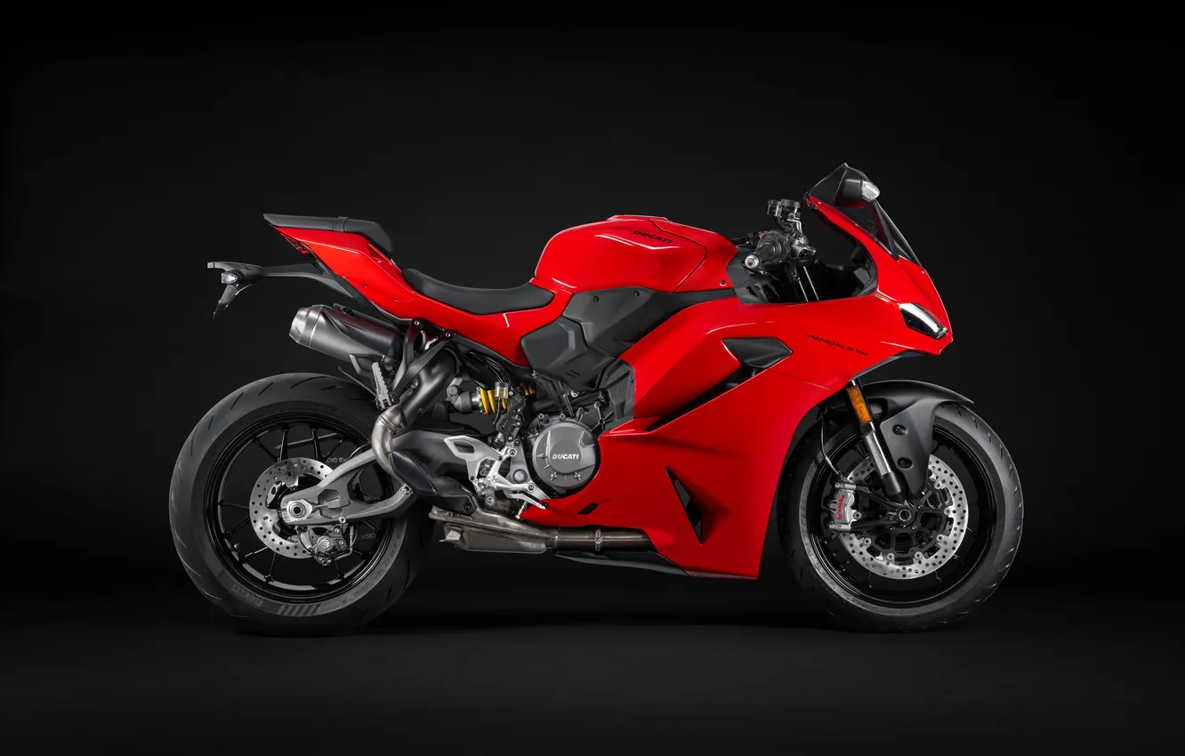 Photo wallpaper Bikes, 2025, Dark background, Sports bikes, Ducati Panigale V2