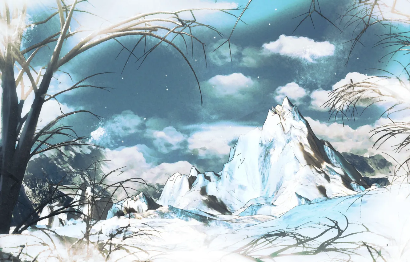 Photo wallpaper the sky, snow, trees, mountains, xwst, Cirno's mountain