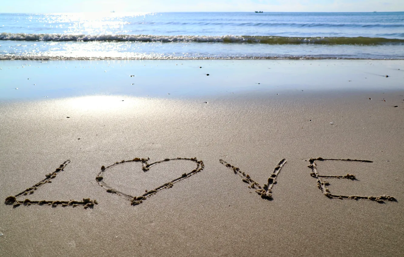 Photo wallpaper sand, sea, wave, beach, summer, the sky, love, summer
