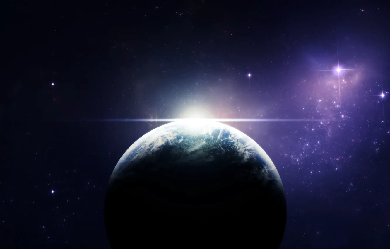 Photo wallpaper space, stars, planet, art, space