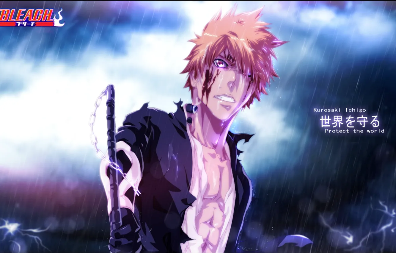 Photo wallpaper Bleach, anime, Kurosaki Ichigo, protect the world