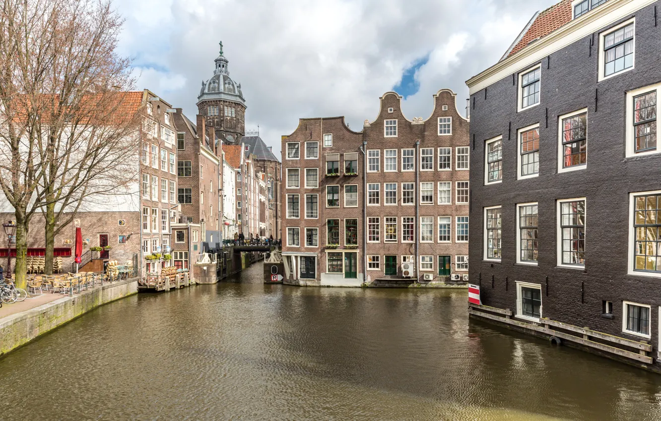 Photo wallpaper city, the city, river, Amsterdam, panorama, Amsterdam, Holland, Netherlands