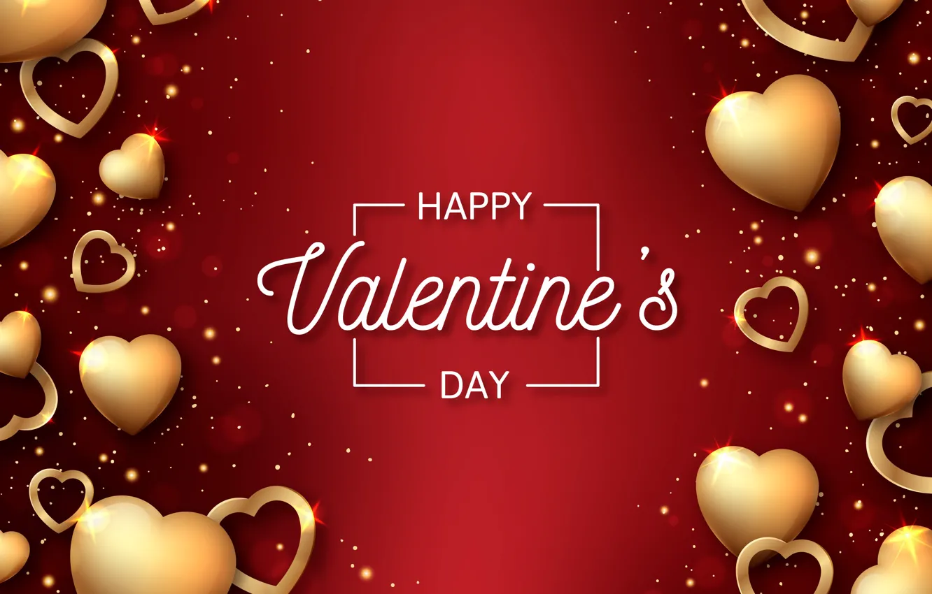 Photo wallpaper love, romance, heart, hearts, golden, love, happy, romantic, hearts, postcard, 14 Feb, Valentine's Day, Valentine's …