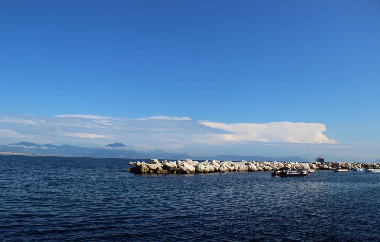 Photo wallpaper sea, the sky, stones, stay, Italy, Naples