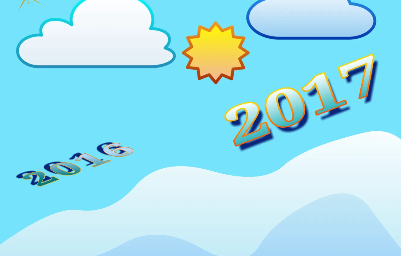 Photo wallpaper the sun, clouds, snow, easy, figures