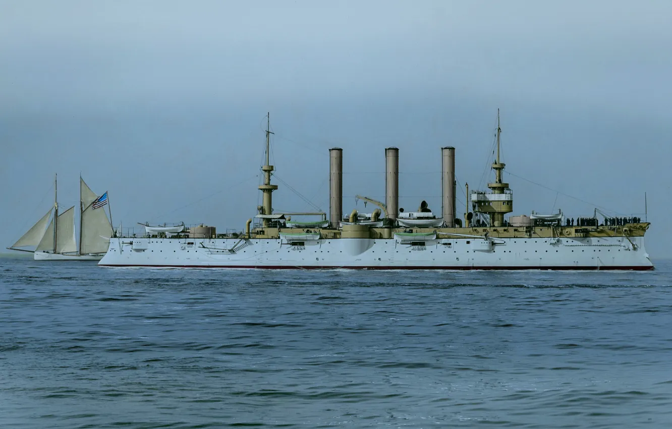 Photo wallpaper 1899, armored cruiser, USS Brooklyn, ACR-3