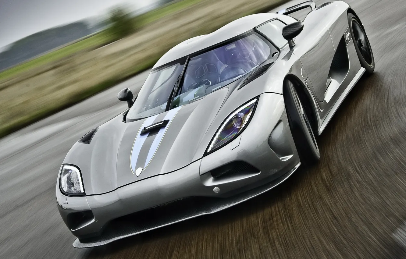 Photo wallpaper Road, Machine, Koenigsegg, Grey, Movement, Car, Car, Grey