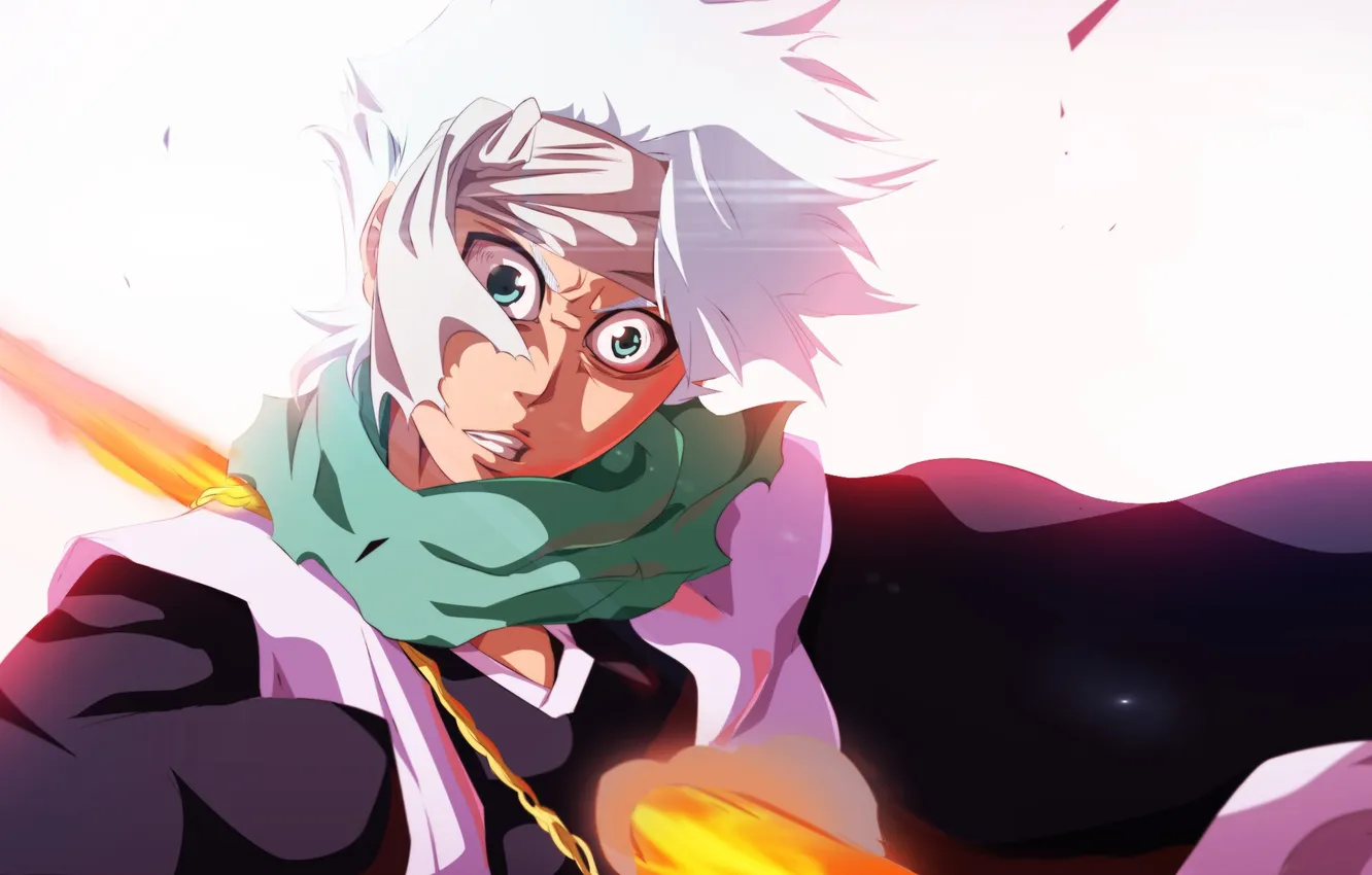 Photo wallpaper anime, scarf, art, guy, Bleach, wound, bandana, hitsugaya toushirou
