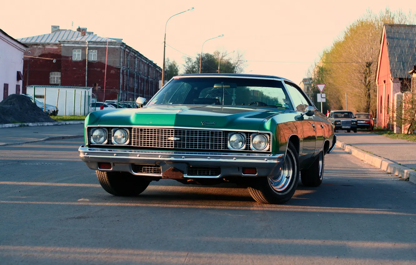 Photo wallpaper Home, Road, The city, Chevrolet, Impala 1973
