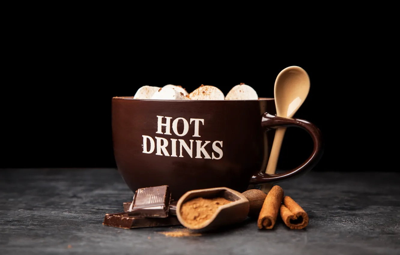 Photo wallpaper coffee, chocolate, drink, cinnamon, cocoa