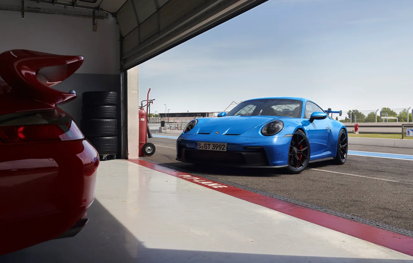 Photo wallpaper garage, 911, Porsche, track, GT3, Michelin, 2021, Swan Neck