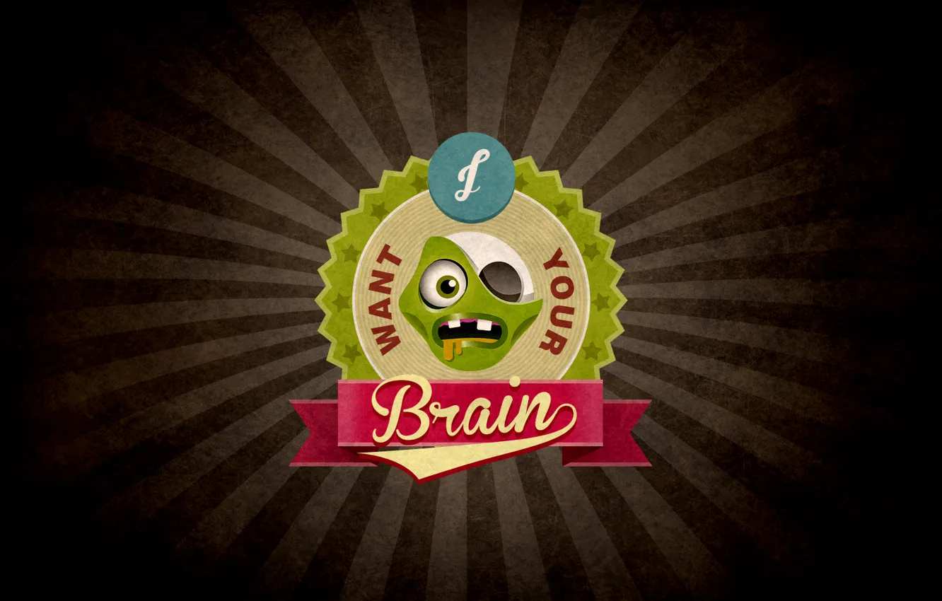Photo wallpaper zombie, vintage, dead, retro, brain, EAT, Plants vs. Zombies