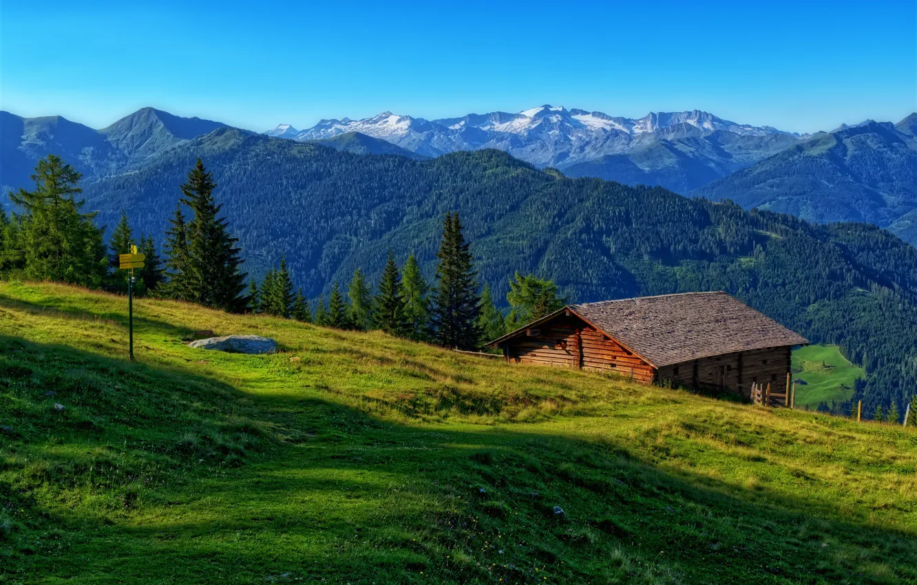 Photo wallpaper mountains, Austria, the barn, Luppitsch