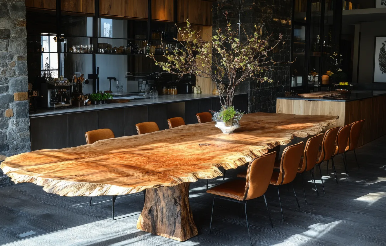 Photo wallpaper design, style, table, furniture, home, interior, chair, window