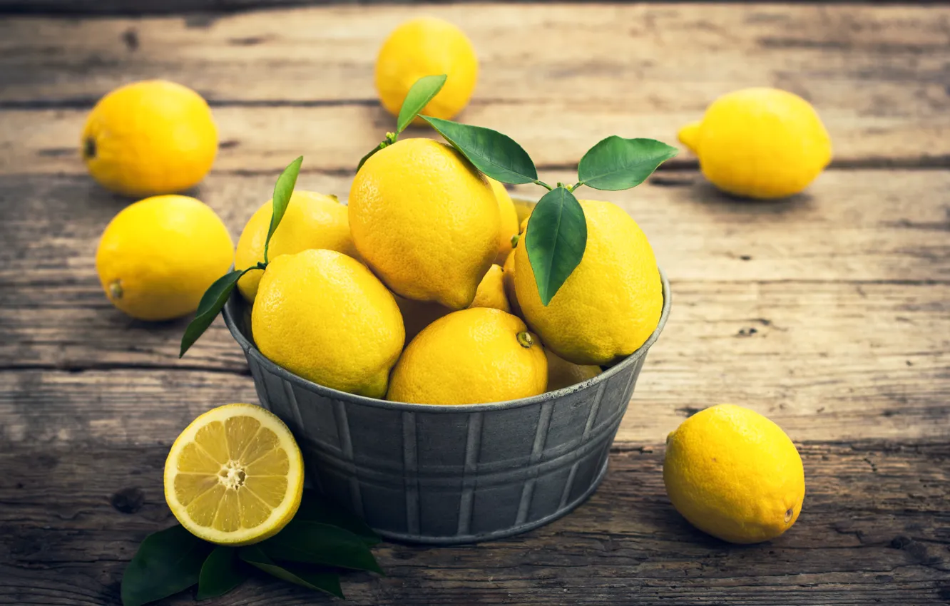Photo wallpaper leaves, lemon, food, citrus, vitamins