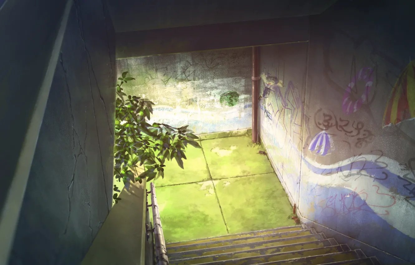 Photo wallpaper the city, ladder, underpass