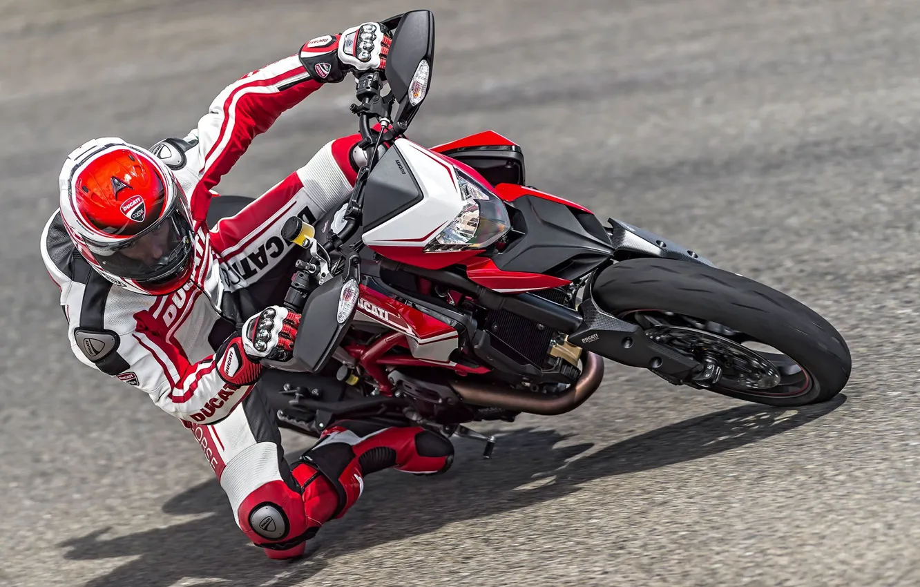 Photo wallpaper speed, motorcycle, Ducati, motorcyclist, 2015, Hypermotard